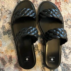 Shade & Shore Black Braided Sandals